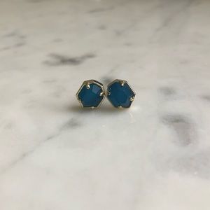 Blue Kendra Scott earring studs with gold base